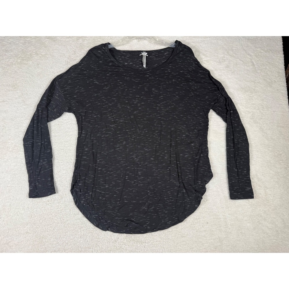 89th & Madison Top Womens Large Black Space Dye Long Sleeve Slub Knit Good